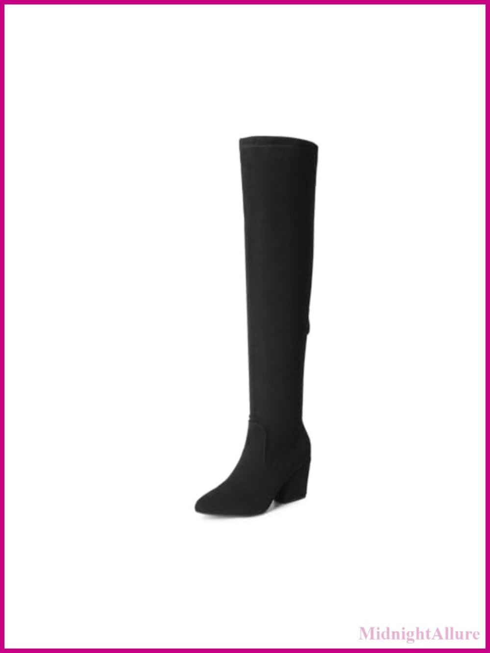 Women's Over the Knee High Boots Block Heel Pointed Toe Side Zip
